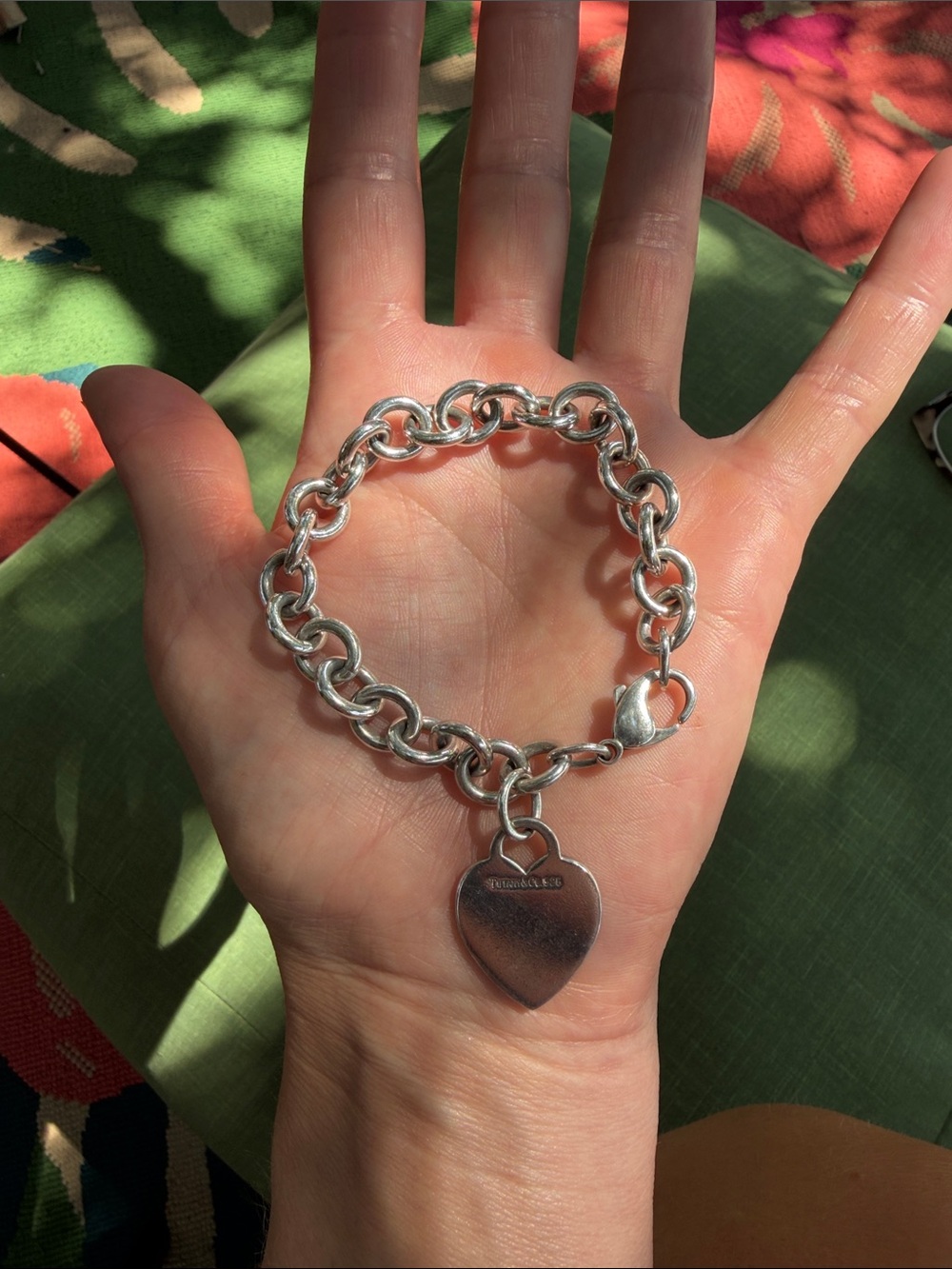 Tiffany & Co. Silver Heart Tag Link Bracelet